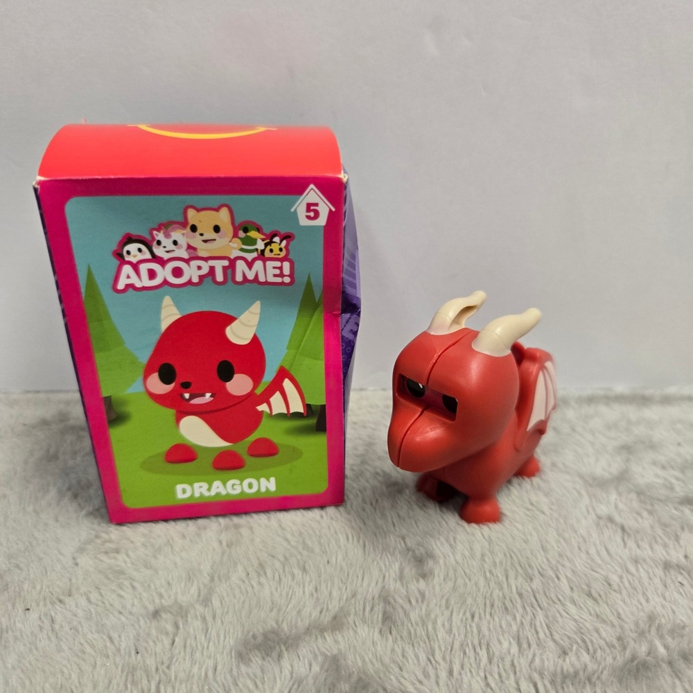 McDonalds 2023 Adopt Me Dragon Happy Meal Toy #5 with Box Stickers and Card